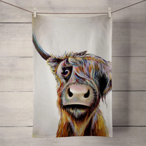 A_Bad_Hair_Day_Highland_Cow_Tea_Towel