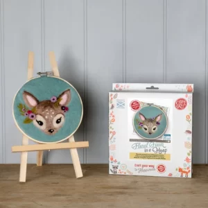 Floral Fawn in a Hoop Needle Felt Kit