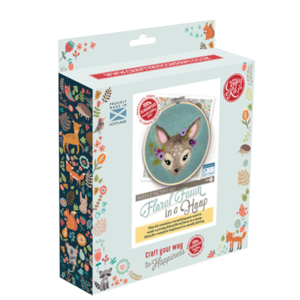 Floral Fawn in a Hoop Needle Felt Kit