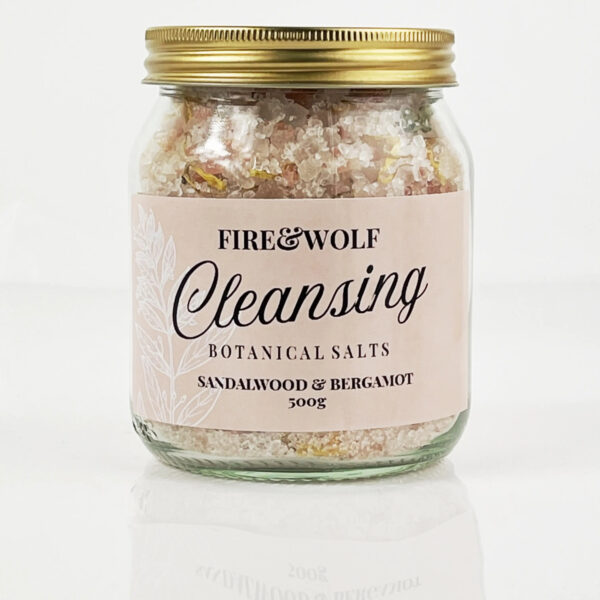 Cleansing Botanical Bath Salts : Sandalwood & Bergamot with marigold petals