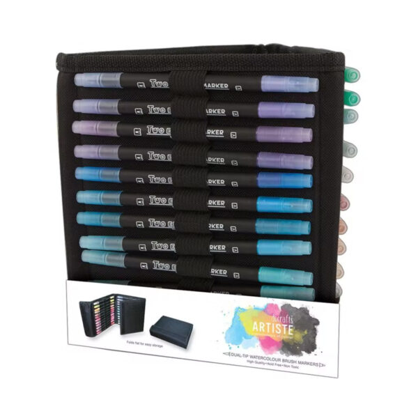 Docrafts Artiste Watercolour Dual Tip Pens & Caddy