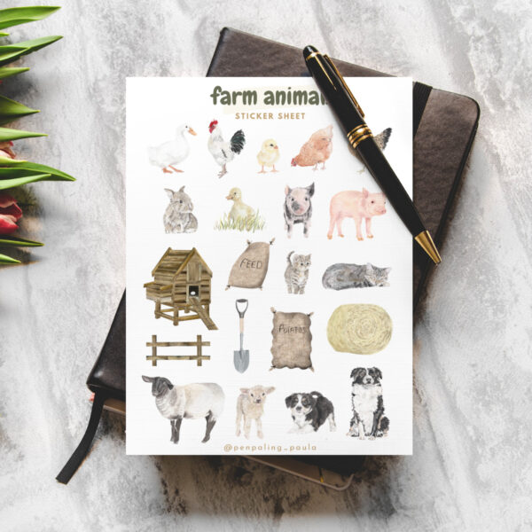 Farm Animals Sticker Sheet by Penpaling Paula