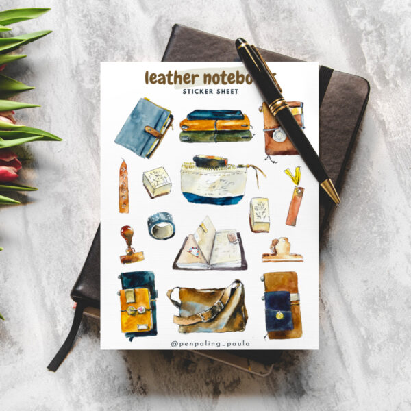Leather Notebooks Sticker Sheet by Penpaling Paula