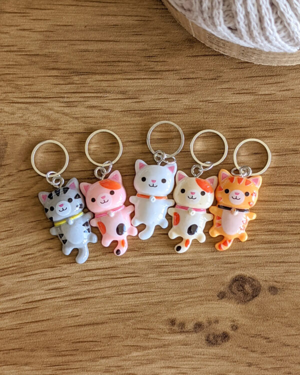 Little Cats Stitch Marker Rings by Hello Kim