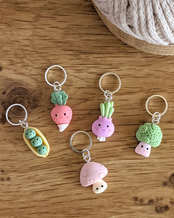 Little Vegetables Stitch Marker Rings by Hello Kim