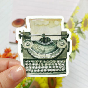 Retro Typewriter Vinyl Sticker by Penpaling Paula