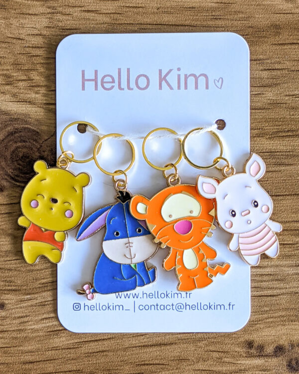 Winnies Friends Stitch Marker Rings by Hello Kim