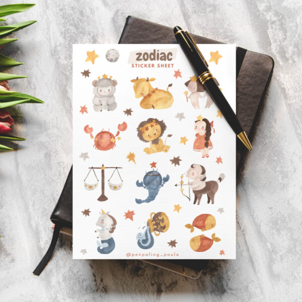 Zodiac Sticker Sheet by Penpaling Paula