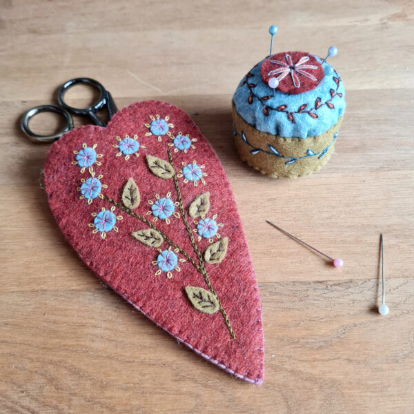 Corinne Lapierre Embroidered Scissors Pouch & Mini Pincushion