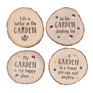 Garden Wood Slice Coaster Set