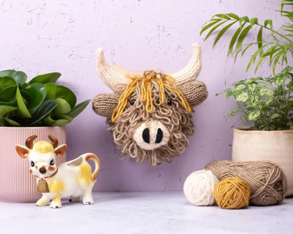 Mini Highland Cow Head Knitting Kit by Sincerely Louise